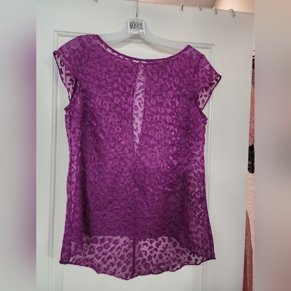 Shear Purple Leopard Print Top